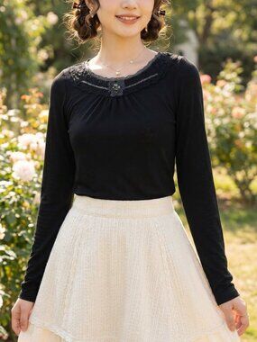 AXES FEMME coquette himekaji long sleeve top w/jewel details